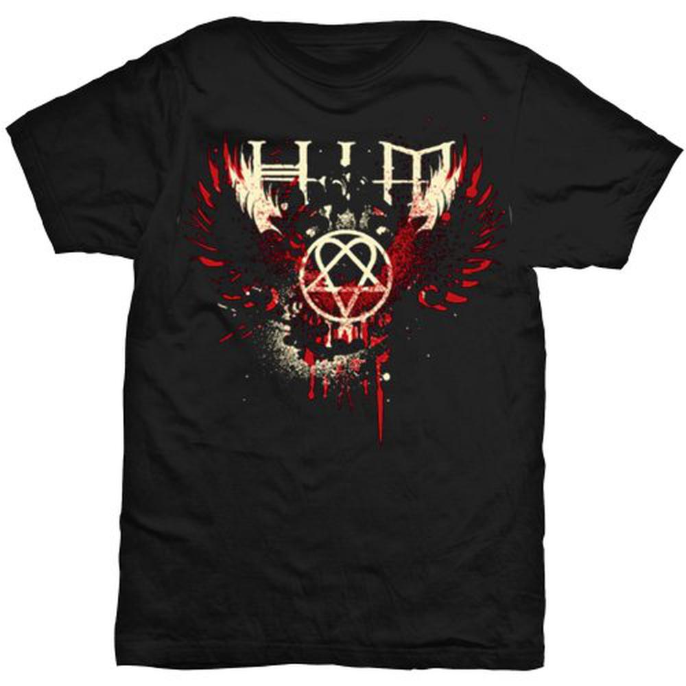Him - Wings Splatter Heren Tshirt - Zwart